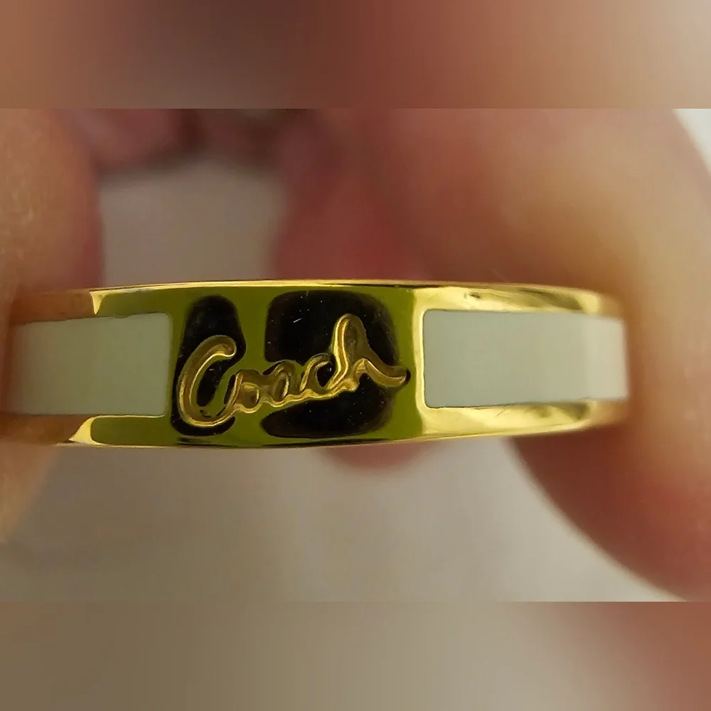 2 Coach Gold and White Stackable Rings - Picture 4 of 6
